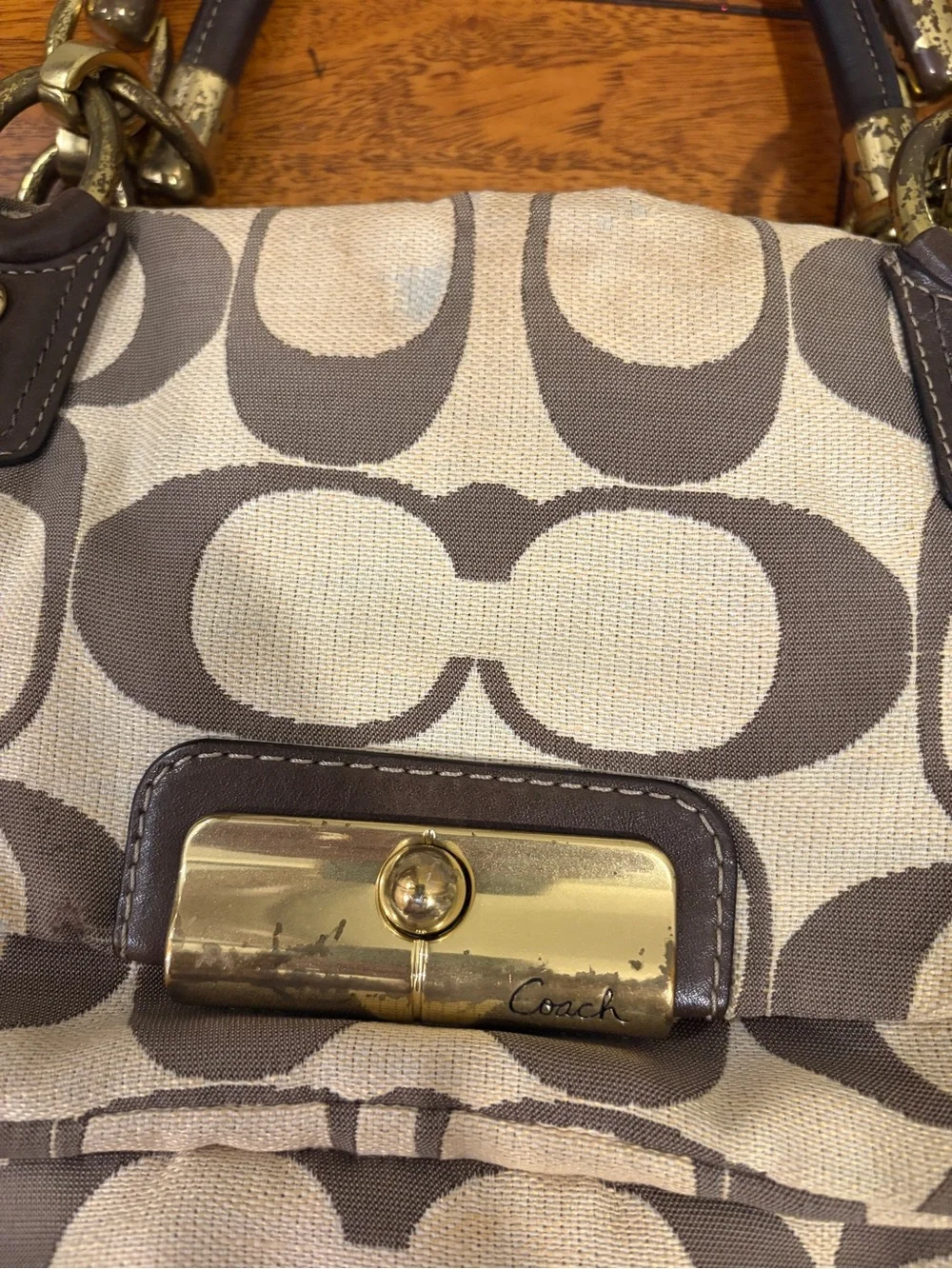 Vintage Coach Kristin Signature Linen Satchel 2011